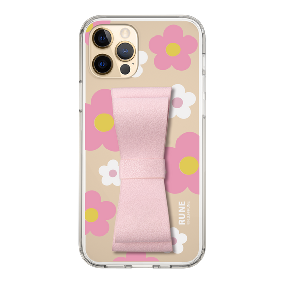 Slim Protection Case - STAND & RING RIBBON Sakura Pink［ Rune Naito - RUNE Flower - Pink ］