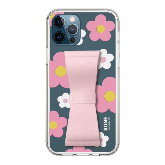 Slim Protection Case - STAND & RING RIBBON Sakura Pink［ Rune Naito - RUNE Flower - Pink ］