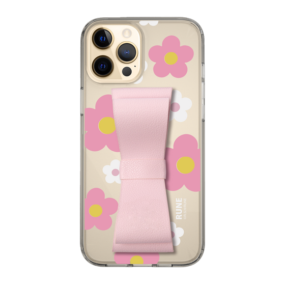 Slim Protection Case - STAND & RING RIBBON Sakura Pink［ Rune Naito - RUNE Flower - Pink ］