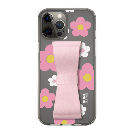 Slim Protection Case - STAND & RING RIBBON Sakura Pink［ Rune Naito - RUNE Flower - Pink ］