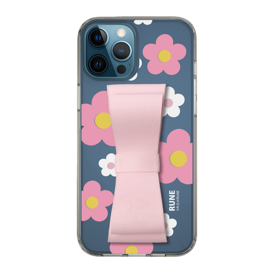 Slim Protection Case - STAND & RING RIBBON Sakura Pink［ Rune Naito - RUNE Flower - Pink ］