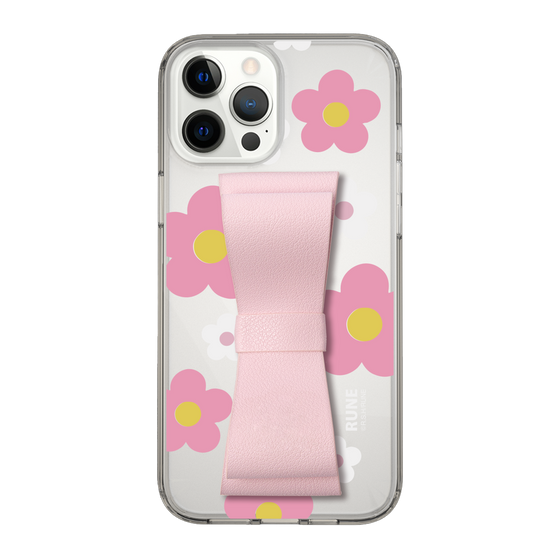 Slim Protection Case - STAND & RING RIBBON Sakura Pink［ Rune Naito - RUNE Flower - Pink ］