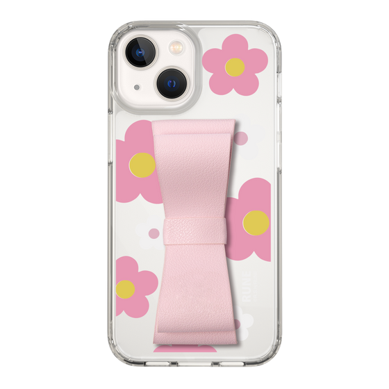 Slim Protection Case - STAND & RING RIBBON Sakura Pink［ Rune Naito - RUNE Flower - Pink ］