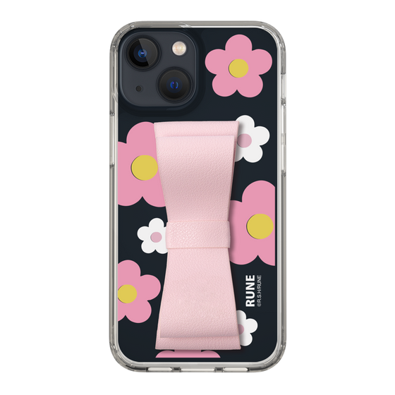 Slim Protection Case - STAND & RING RIBBON Sakura Pink［ Rune Naito - RUNE Flower - Pink ］