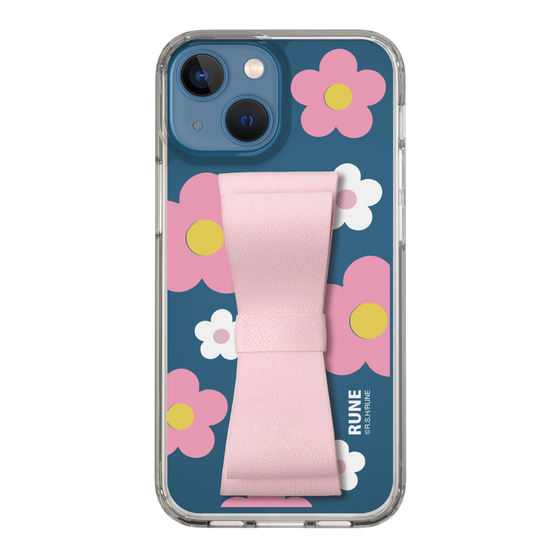 Slim Protection Case - STAND & RING RIBBON Sakura Pink［ Rune Naito - RUNE Flower - Pink ］