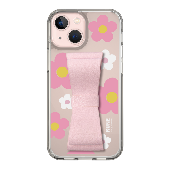 Slim Protection Case - STAND & RING RIBBON Sakura Pink［ Rune Naito - RUNE Flower - Pink ］