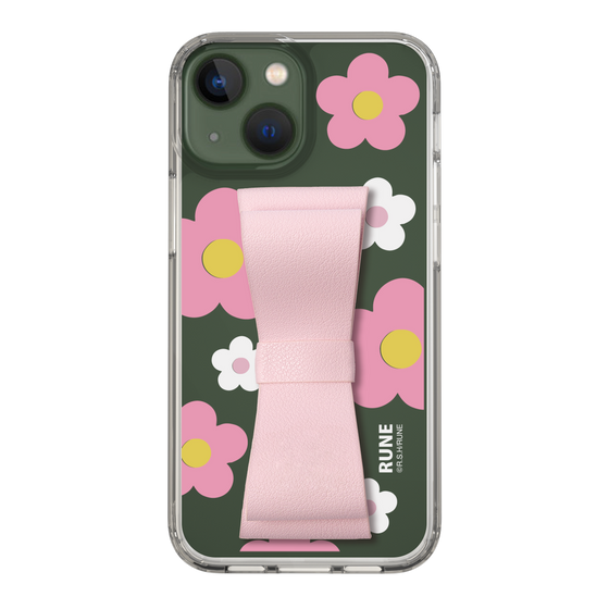 Slim Protection Case - STAND & RING RIBBON Sakura Pink［ Rune Naito - RUNE Flower - Pink ］