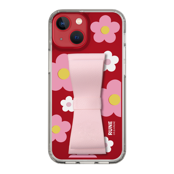 Slim Protection Case - STAND & RING RIBBON Sakura Pink［ Rune Naito - RUNE Flower - Pink ］