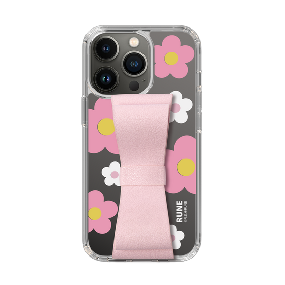 Slim Protection Case - STAND & RING RIBBON Sakura Pink［ Rune Naito - RUNE Flower - Pink ］