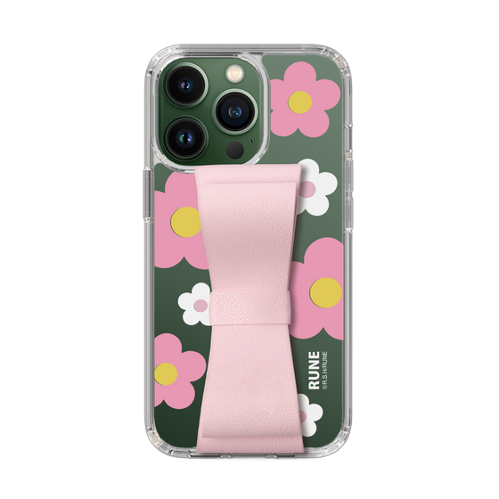 Slim Protection Case - STAND & RING RIBBON Sakura Pink［ Rune Naito - RUNE Flower - Pink ］