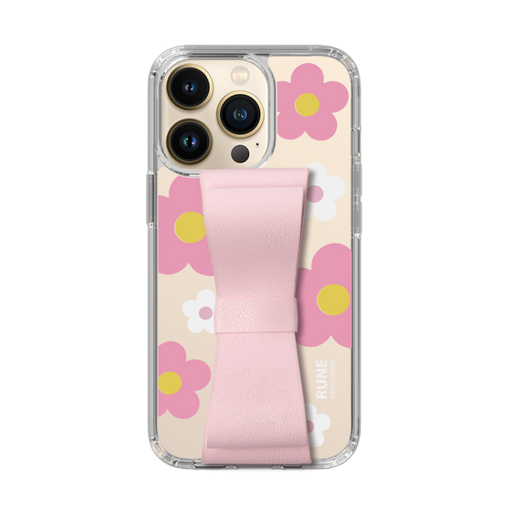 Slim Protection Case - STAND & RING RIBBON Sakura Pink［ Rune Naito - RUNE Flower - Pink ］
