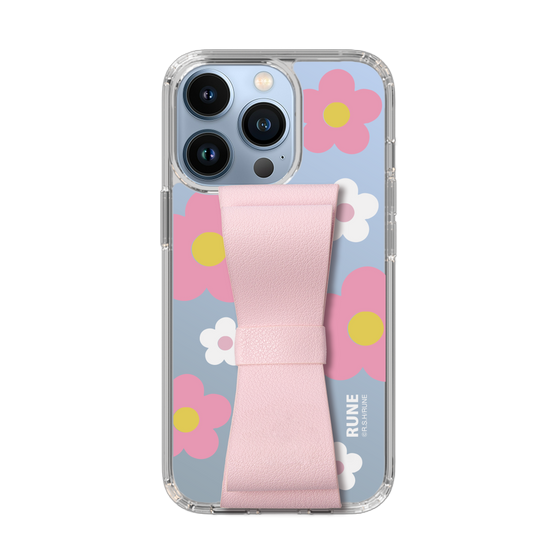 Slim Protection Case - STAND & RING RIBBON Sakura Pink［ Rune Naito - RUNE Flower - Pink ］