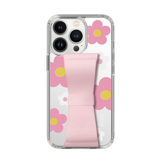 Slim Protection Case - STAND & RING RIBBON Sakura Pink［ Rune Naito - RUNE Flower - Pink ］