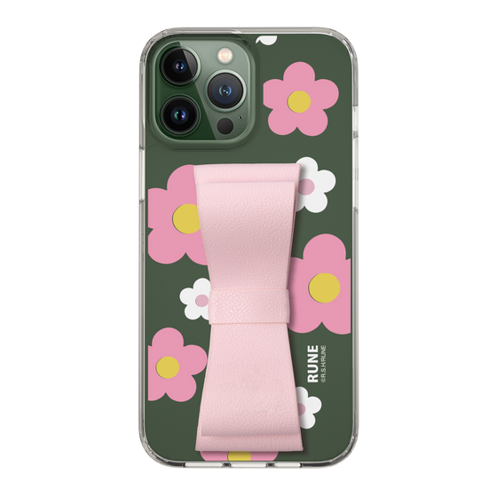 Slim Protection Case - STAND & RING RIBBON Sakura Pink［ Rune Naito - RUNE Flower - Pink ］