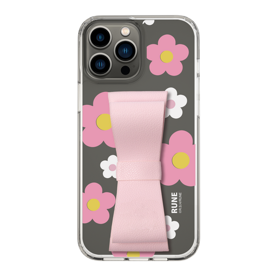 Slim Protection Case - STAND & RING RIBBON Sakura Pink［ Rune Naito - RUNE Flower - Pink ］