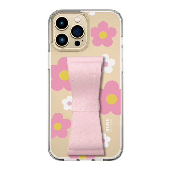 Slim Protection Case - STAND & RING RIBBON Sakura Pink［ Rune Naito - RUNE Flower - Pink ］