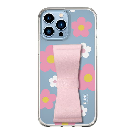 Slim Protection Case - STAND & RING RIBBON Sakura Pink［ Rune Naito - RUNE Flower - Pink ］