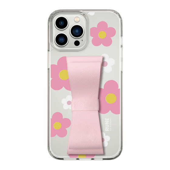 Slim Protection Case - STAND & RING RIBBON Sakura Pink［ Rune Naito - RUNE Flower - Pink ］