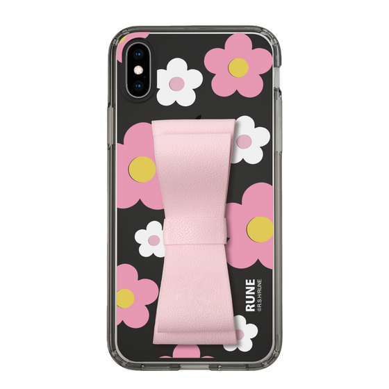 Slim Protection Case - STAND & RING RIBBON Sakura Pink［ Rune Naito - RUNE Flower - Pink ］