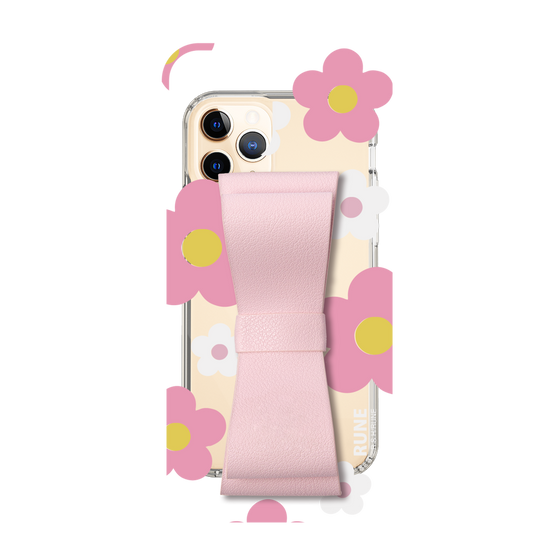 Slim Protection Case - STAND & RING RIBBON Sakura Pink［ Rune Naito - RUNE Flower - Pink ］