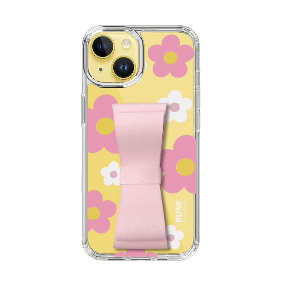 Slim Protection Case - STAND & RING RIBBON Sakura Pink［ Rune Naito - RUNE Flower - Pink ］