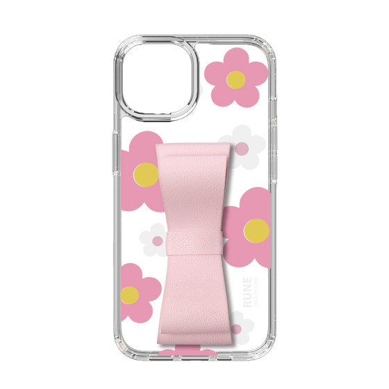 Slim Protection Case - STAND & RING RIBBON Sakura Pink［ Rune Naito - RUNE Flower - Pink ］