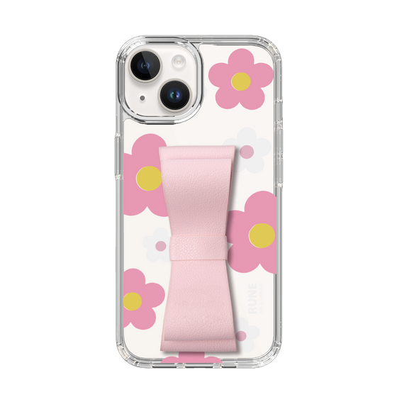 Slim Protection Case - STAND & RING RIBBON Sakura Pink［ Rune Naito - RUNE Flower - Pink ］