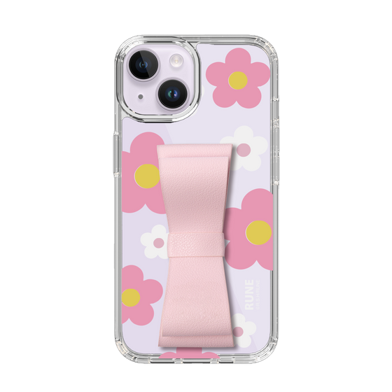 Slim Protection Case - STAND & RING RIBBON Sakura Pink［ Rune Naito - RUNE Flower - Pink ］