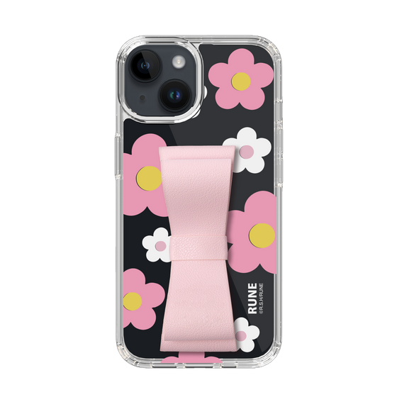 Slim Protection Case - STAND & RING RIBBON Sakura Pink［ Rune Naito - RUNE Flower - Pink ］