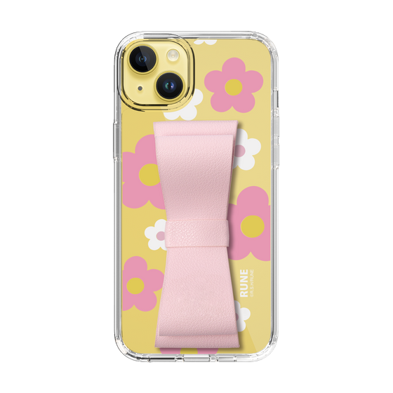Slim Protection Case - STAND & RING RIBBON Sakura Pink［ Rune Naito - RUNE Flower - Pink ］