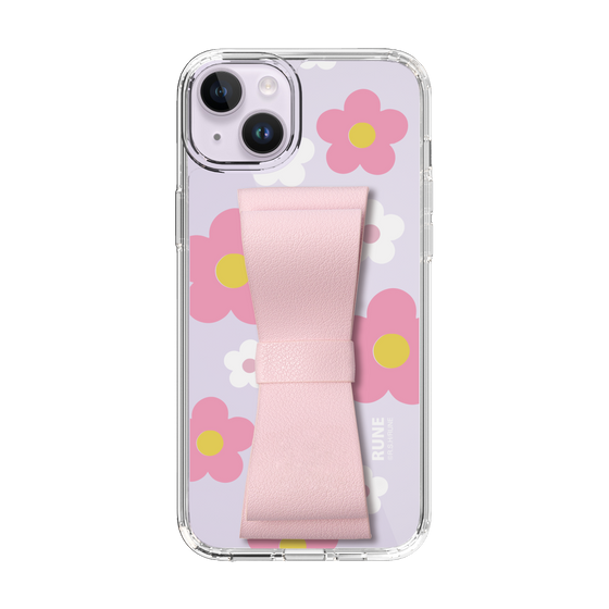 Slim Protection Case - STAND & RING RIBBON Sakura Pink［ Rune Naito - RUNE Flower - Pink ］