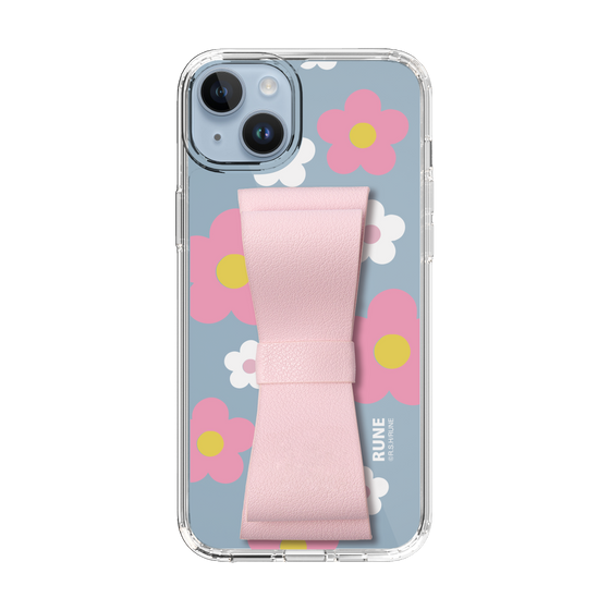 Slim Protection Case - STAND & RING RIBBON Sakura Pink［ Rune Naito - RUNE Flower - Pink ］