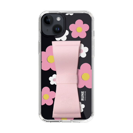 Slim Protection Case - STAND & RING RIBBON Sakura Pink［ Rune Naito - RUNE Flower - Pink ］