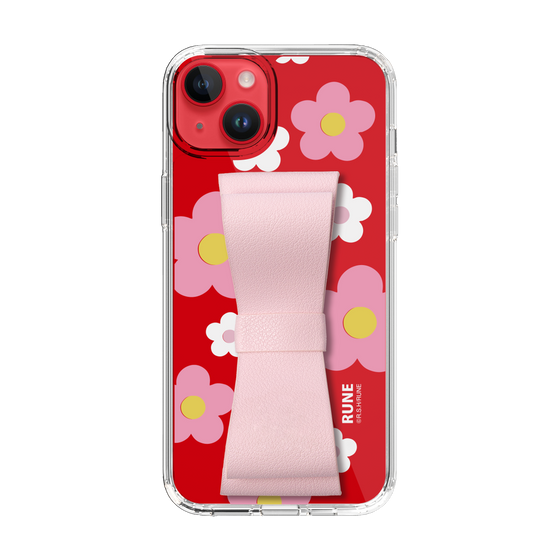 Slim Protection Case - STAND & RING RIBBON Sakura Pink［ Rune Naito - RUNE Flower - Pink ］