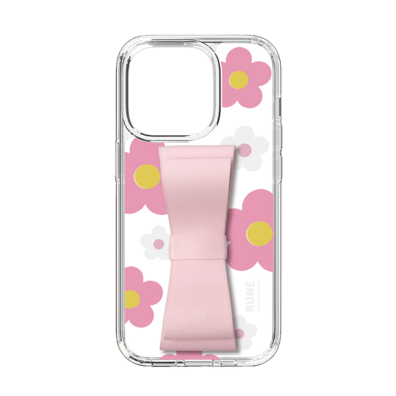 Slim Protection Case - STAND & RING RIBBON Sakura Pink［ Rune Naito - RUNE Flower - Pink ］