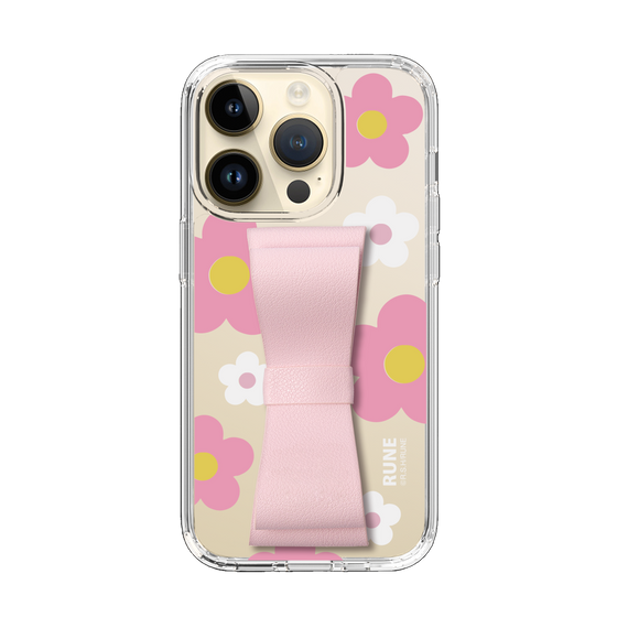 Slim Protection Case - STAND & RING RIBBON Sakura Pink［ Rune Naito - RUNE Flower - Pink ］