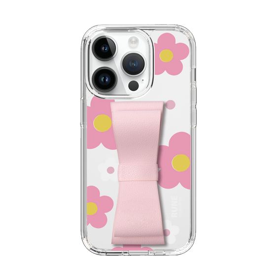 Slim Protection Case - STAND & RING RIBBON Sakura Pink［ Rune Naito - RUNE Flower - Pink ］
