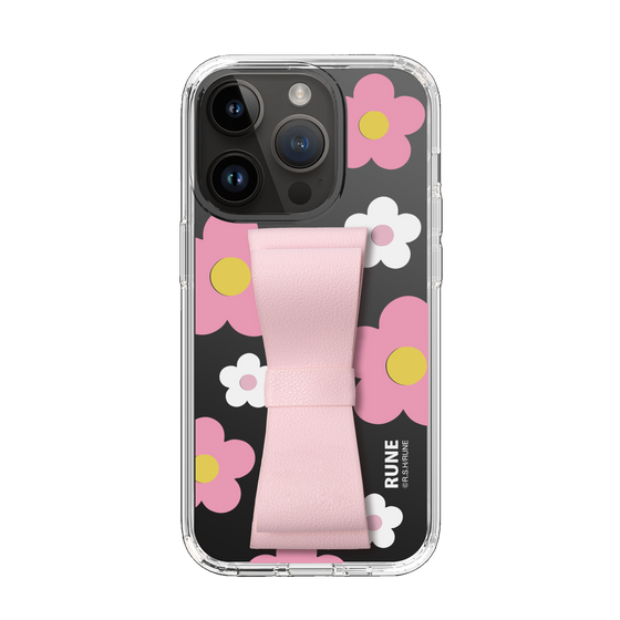Slim Protection Case - STAND & RING RIBBON Sakura Pink［ Rune Naito - RUNE Flower - Pink ］