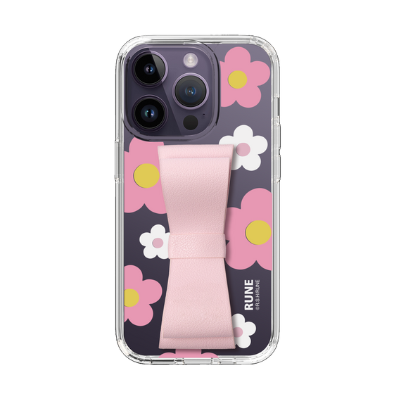 Slim Protection Case - STAND & RING RIBBON Sakura Pink［ Rune Naito - RUNE Flower - Pink ］