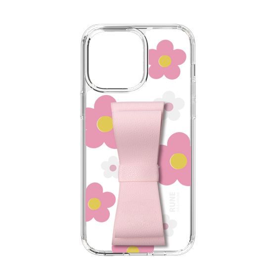 Slim Protection Case - STAND & RING RIBBON Sakura Pink［ Rune Naito - RUNE Flower - Pink ］