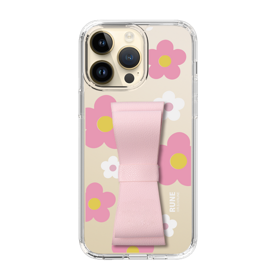Slim Protection Case - STAND & RING RIBBON Sakura Pink［ Rune Naito - RUNE Flower - Pink ］