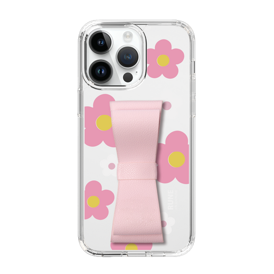 Slim Protection Case - STAND & RING RIBBON Sakura Pink［ Rune Naito - RUNE Flower - Pink ］