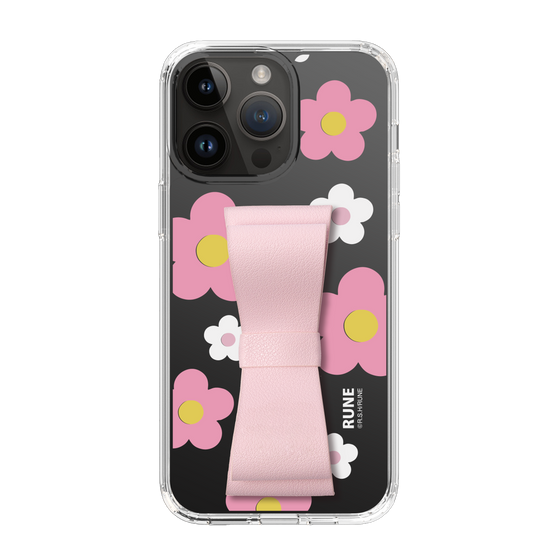 Slim Protection Case - STAND & RING RIBBON Sakura Pink［ Rune Naito - RUNE Flower - Pink ］