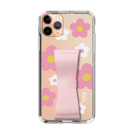 Slim Protection Case - STAND & RING RIBBON Sakura Pink［ Rune Naito - RUNE Flower - Pink ］