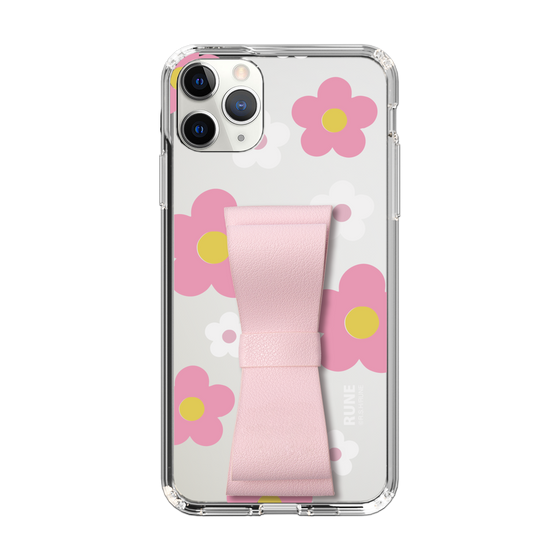 Slim Protection Case - STAND & RING RIBBON Sakura Pink［ Rune Naito - RUNE Flower - Pink ］