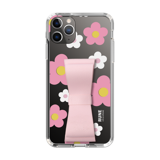 Slim Protection Case - STAND & RING RIBBON Sakura Pink［ Rune Naito - RUNE Flower - Pink ］