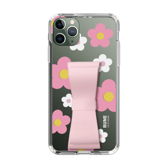 Slim Protection Case - STAND & RING RIBBON Sakura Pink［ Rune Naito - RUNE Flower - Pink ］
