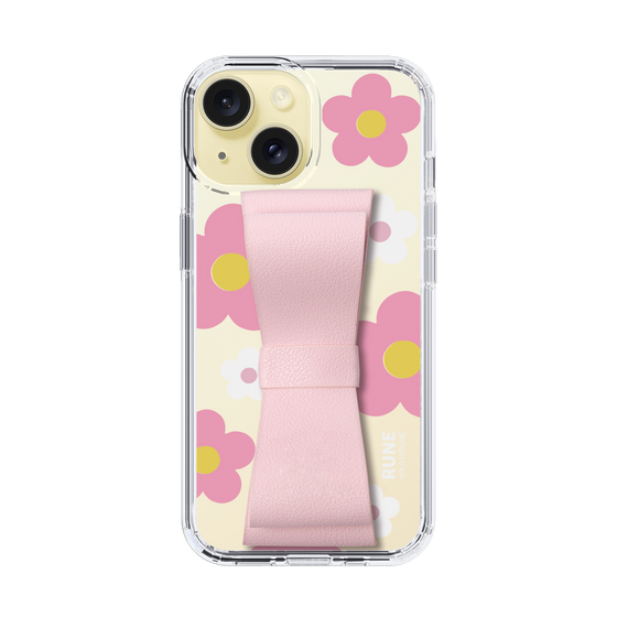 Slim Protection Case - STAND & RING RIBBON Sakura Pink［ Rune Naito - RUNE Flower - Pink ］