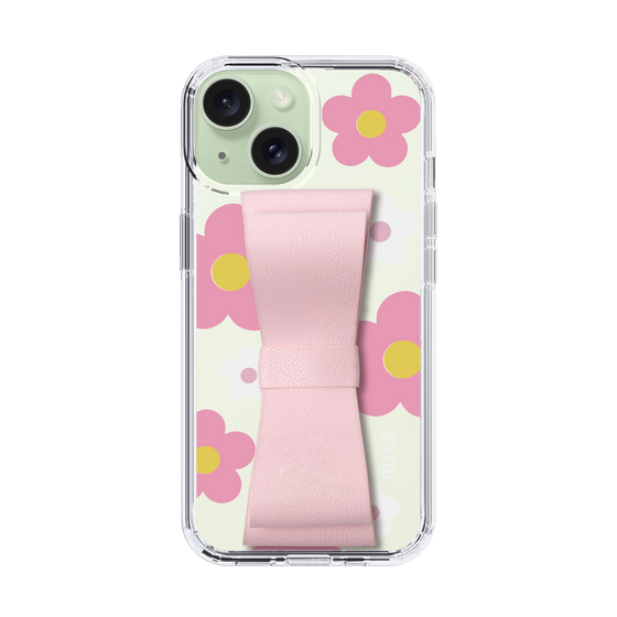 Slim Protection Case - STAND & RING RIBBON Sakura Pink［ Rune Naito - RUNE Flower - Pink ］