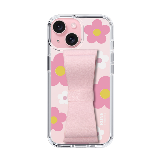 Slim Protection Case - STAND & RING RIBBON Sakura Pink［ Rune Naito - RUNE Flower - Pink ］